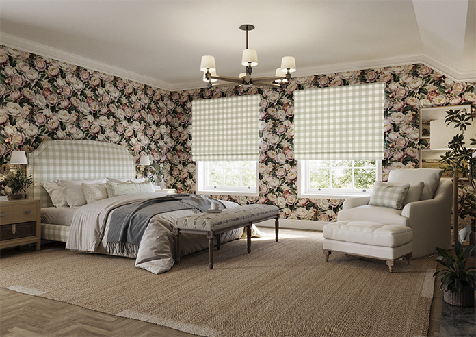 Gingham, Bud Green - Roman Blind - Image 6